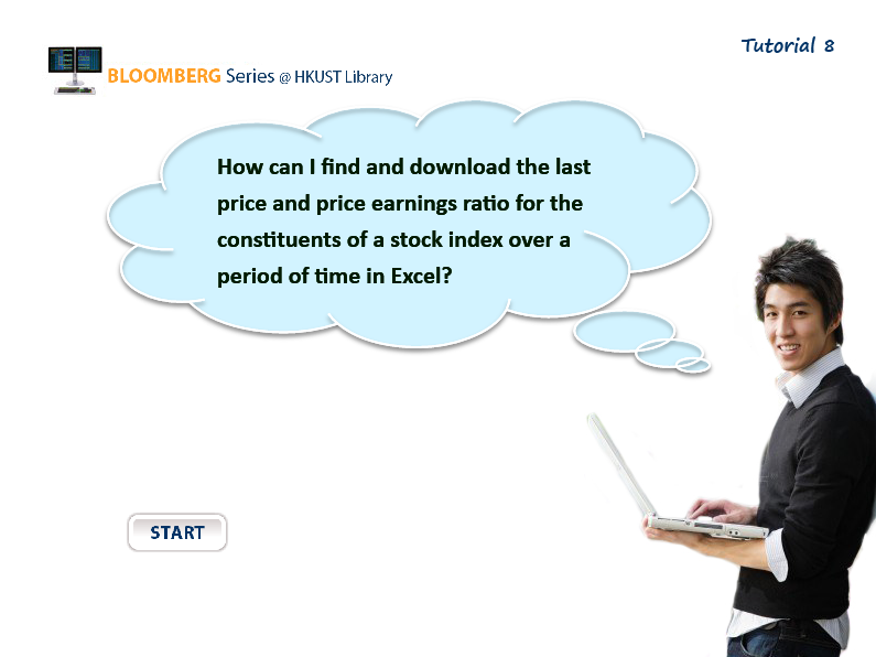 Tutorial 8: How to download the last price and price earnings ratio for the constituents of a stock index over a period of time in Excel(00:03:30)